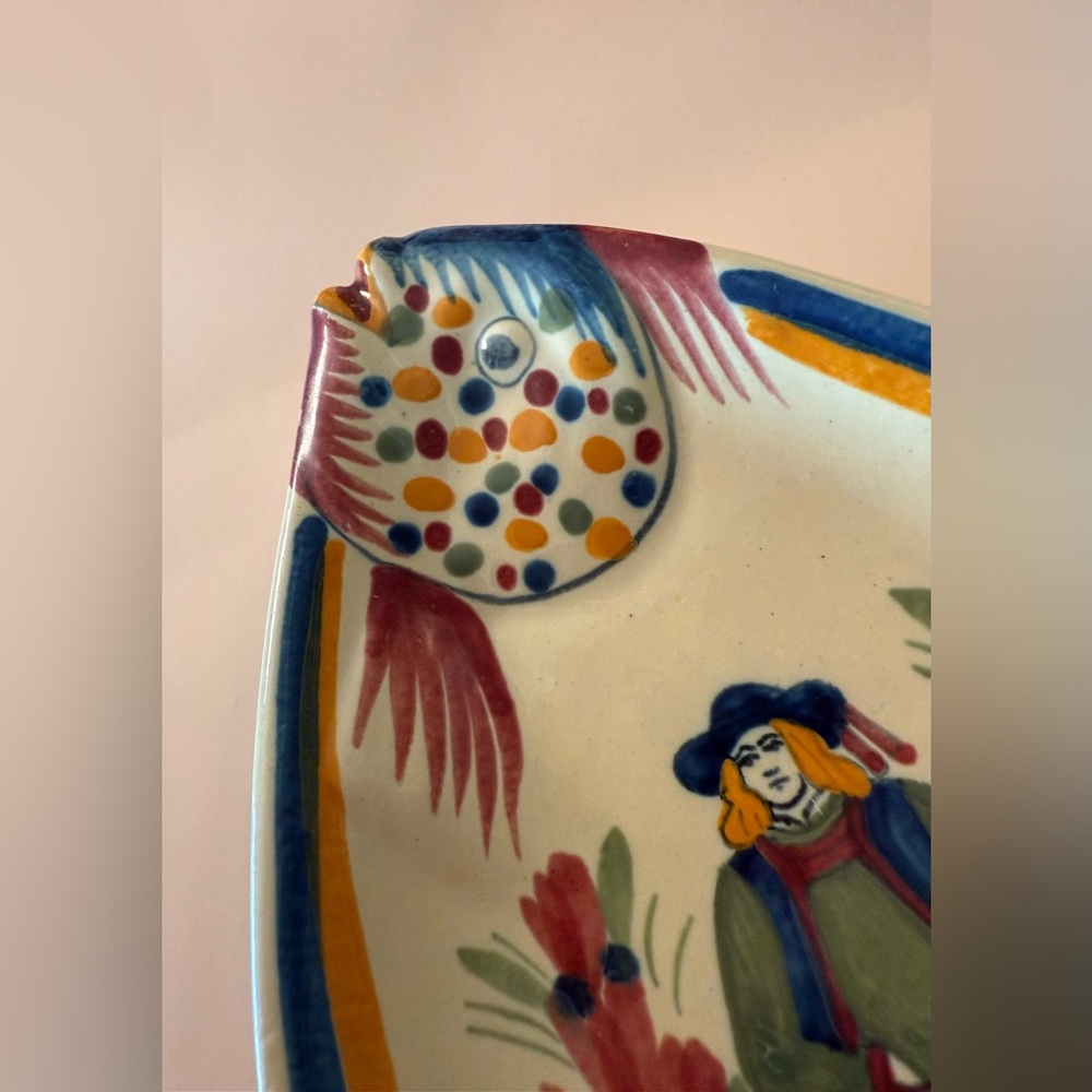Contemporary Quimper Fish Plate for Display, for Sardines, Olives or Pickles.❤️